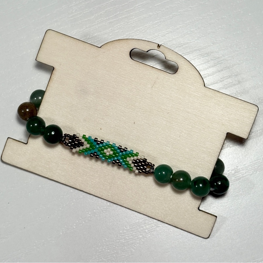 Handmade natural gemstone and seed beads bracelet